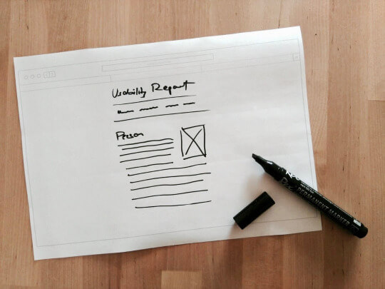 Usability Report als Wireframe